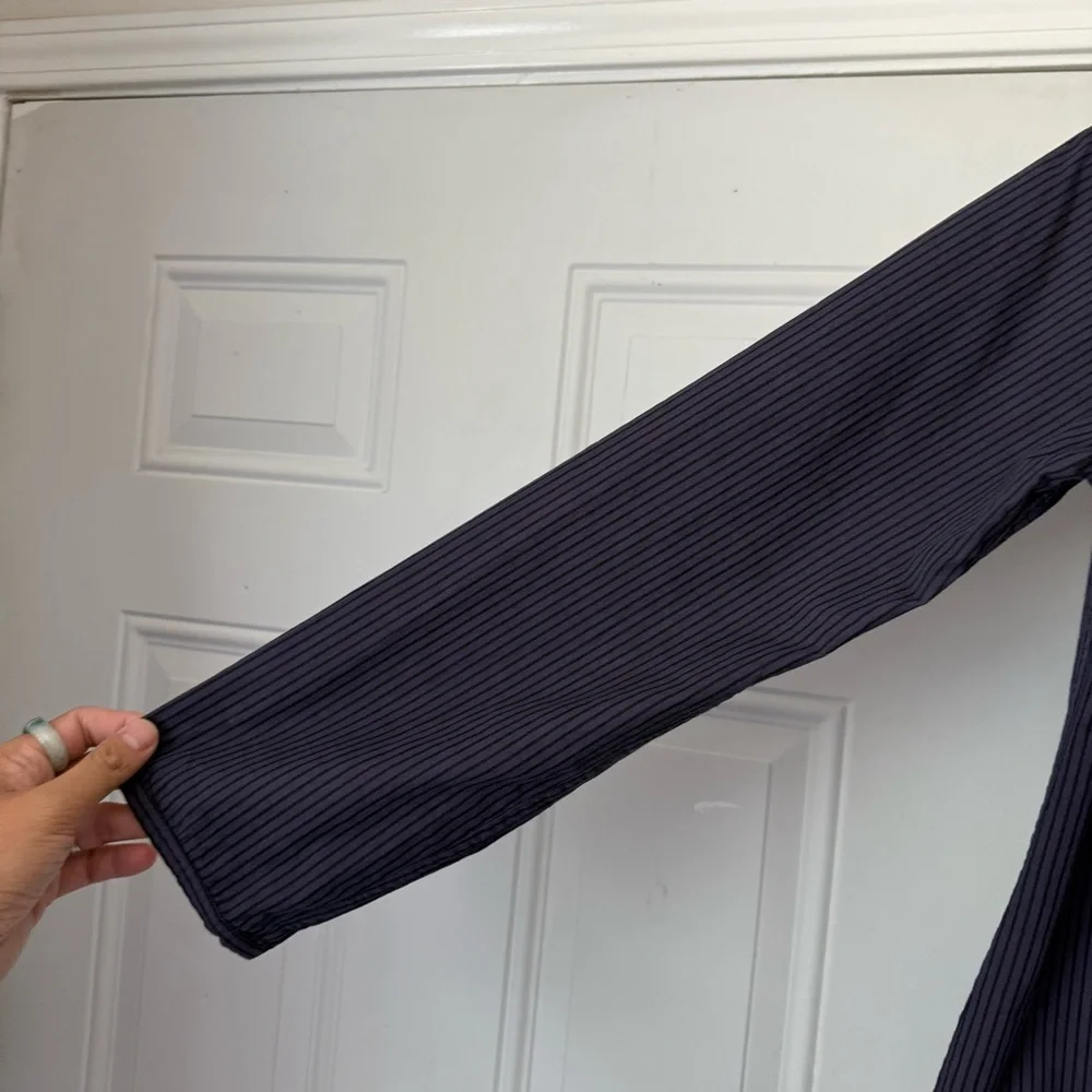 LWN navy indigo striped long sleeve‎ button up shirt